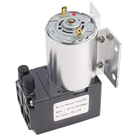 Mini Vakuumpumpe 12V Unterdruckpumpe KFZ mit Ständer Geräuscharme Vakuum Pumpe Saugpumpe für Gasanalysen & Labor 120Kpa 6W 5L/Min DC12V