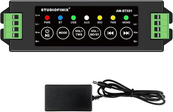 STUODIOFINIX 4-Channel Mini Bluetooth Amplifier 120w for Passive Speakers with TWS,AUX,MIC,USB,Replacement Part,Suitable for Wall/Ceiling/Marine/Bookshelf Speakers