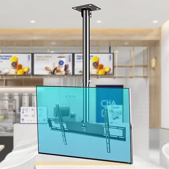 Universal TV Ceiling Mount Bracket, Flip Down Adjustable TV Stand, Fits 26-50" Flat Panel, Tilt Swivel(2m)