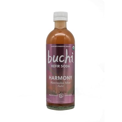 Buchi Organic Kefir Soda Sparkling Probiotic Drink, 6 Pack Case 12 Fl Oz Bottles, Harmony Kefir Soda: Watermelon, Mint, Basil