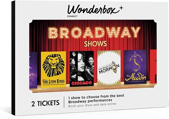 Wonderbox - Experience Gift - The Broadway Show of Your Choice - 2 Tickets | Easy and Fast Booking Online, Choose your Date and Time, Unique Broadway Show Gift Idea, 5-Year Validity