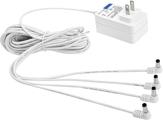 4.5V Power Adapter White 4 Outputs for Lemax Lighted Accessory 94566 94563 94564 94565 74295 74269 74707 84428 44242 Christmas Halloween Village Lights Micro Lighting Building Decor