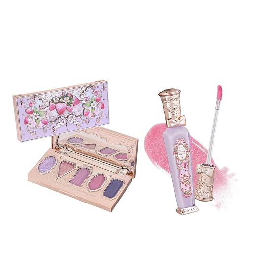 Flower Knows Violet Strawberry Rococo Eyeshadow Palette + Lip Gloss G03 Set
