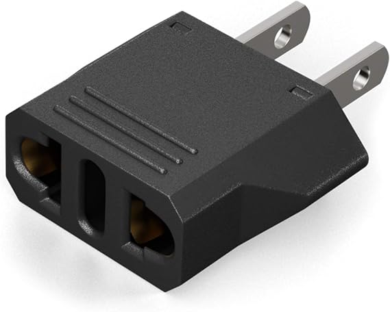 Unidapt Small European to US Plug Adapter, Universal Input, 1-Pack, Black