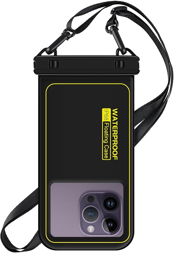 IP68 Waterproof Phone Pouch Floating, Up to 6.7",Black