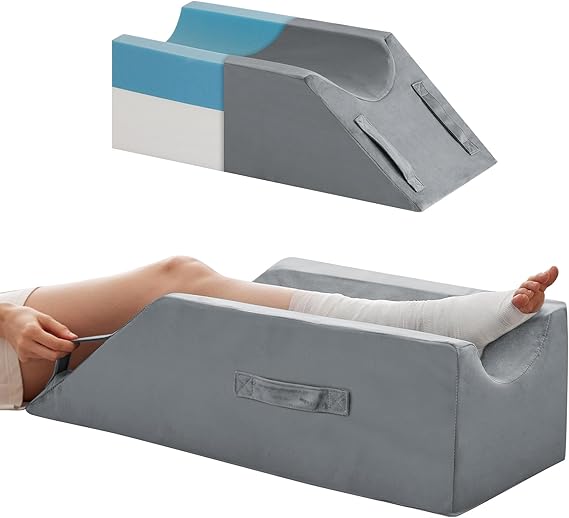 MEGCXIT Leg Pillow Elevation Blood Circulation, Wedge Pillow for Legs Swelling, Knee Pillow Wedge Post Surgery, Leg Elevation Pillows for After Surgery, Memory Foam Foot Leg Elevating Pillow, Grey