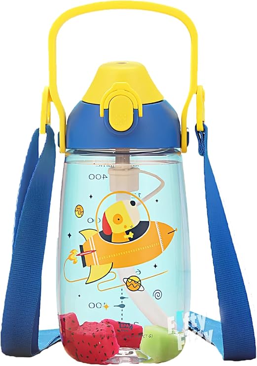 Uzspace Pipetli 680 Ml Boyun Askılı Tritan Çocuk Su Matarası -Kutulu- FFUZ2202680