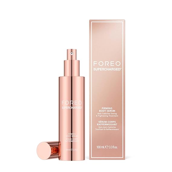 FOREO SUPERCHARGED Firming Body Serum, 3.4 fl oz - Conductive & Toning - Anti Cellulite - Antioxidant Skin Care - Anti Aging Hyaluron Serum - Body Lotion For All Skin Types | Body serum, anti cellulite, hyaluronic acid, conductive gel, peach resin, caffeine, firming, all skin types