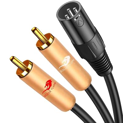 6.6FT XLR to 2 RCA Y Splitter Cable, Dual RCA to XLR Male Stereo Audio Interconnect Y Cable Adapter for Microphone Speaker Condenser Mic Mixer AMP