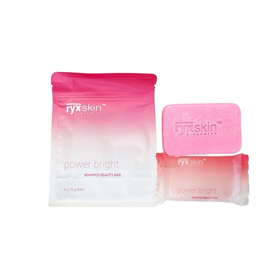 Ryx Skin Power Bright Whipped Beauty Bar, Pink, With Tranexamic Acid, Alpha Arbutin, Vitamin C, Niacinamide, (5 x 70g)