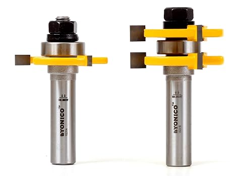 YONICO Router Bits Tongue & Groove Set 1/4-Inch Plywood Panel 2 Bit 1/2-Inch Shank 15231