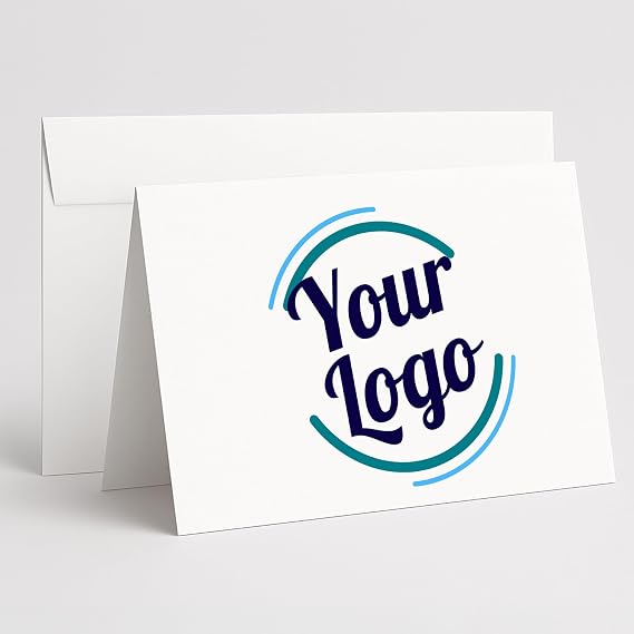 Printualist Personalized Logo Thank You Cards with White Envelopes Custom Printed 75 Folded Business Greeting Cards Bulk Pack (1100 Cards)