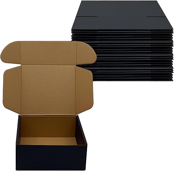24 Pack 7x6x3 inch Black Shipping Boxes, Cardboard Packaging Mailing Boxes