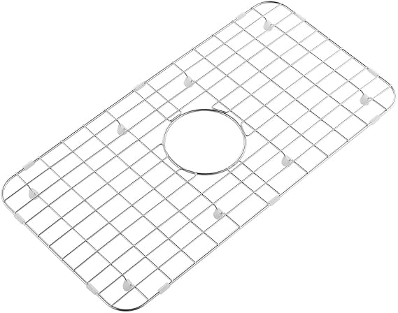 25 in. x 12.8 in. Centre Drain Sink Protector with Supersoft Silicone Feet in 304 Grade Stainless Steel