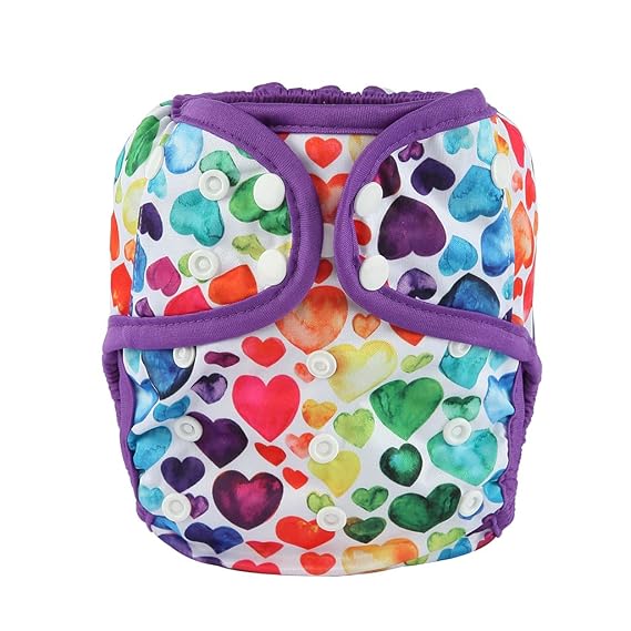 One Size Cloth Diaper Cover Snap With Double Gusset (C-Heart)