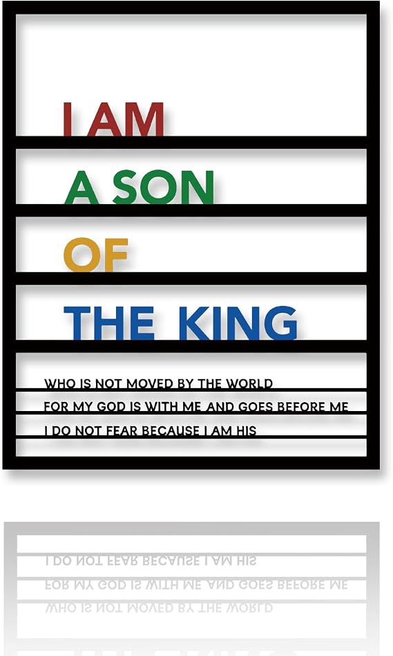 Yuzhuo Metal Teen Boy Room Wall Decor I Am A Son of The King Wall Art Sign for Boys Bedroom Playroom Living Room Bathroom Motivational Sculptures Colorful