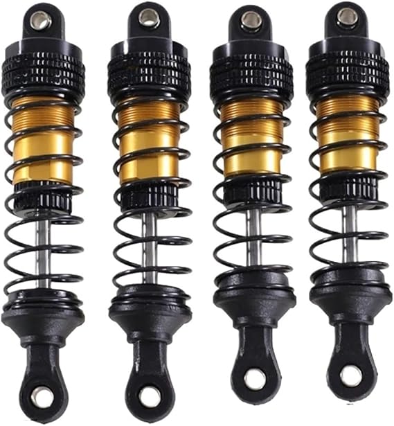 RC Car Accessories For SCY 16101 16102 Pro For Wltoys 124008 144001 124017 For MJX For Hyper Go 16207 16208 16210 14301 14210 RC Car Hydraulic Shock Absorber(Yellow,2pcs 77mm 2pcs 80mm)