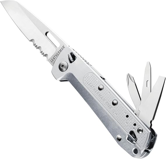 LEATHERMAN FREE K2X Folding Pocketknife 8-in-1, Serrated | Magnetic Locking, Serrated Blade Opens One-Handed, 8 Tools Including Pliers & Screwdrivers