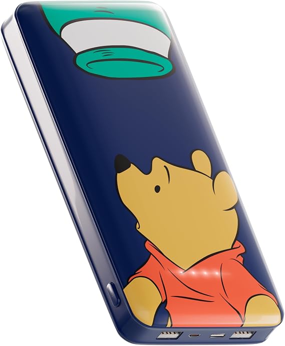 Disney Winnie the Pooh 10,000Mah Power Bank- Universally Compatible Portable Phone Charger Battery Pack w/USB Charging Port - Classic Winnie The Pooh Gifts for Women, Men, Teens and Kids