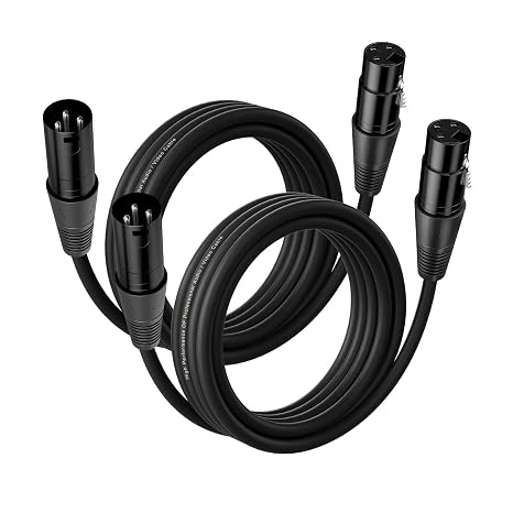 6M XLR Cable, 2 Pack 50ft Balanced Microphone XLR Male to Female Extension Cable Jack Extender Cord for Studio Recorder, Mic, Mixer, Speaker System, Phantom Power