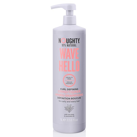 Noughty 97% Natural Wave Hello Curl Defining Conditioner to Condition Enhancing Soften and Define Curls with Sea Kelp Extract and Avocado Oil Sulfate Free Vegan Haircare 33.8fl.oz