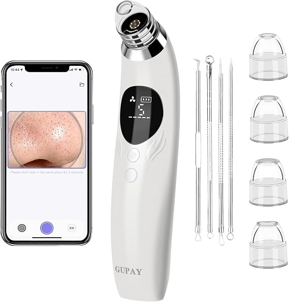 Blackhead Remover Vacuum, Pore Vacuum with 1080p HD Camera Visible Facial Pore Cleanser with 4 Suction Heads, 5 Suction Power for Pimple Acne Whitehead Deep Cleansing Remover Tool
