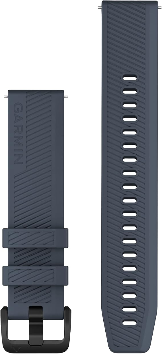 Garmin Quick Release 20 Watch Band, Granite Blue Silicone with Black Stainless Steel Hardware, (010-13076-01)