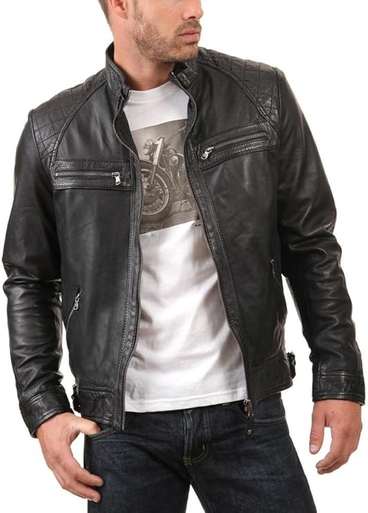 FS Lambskin Leather Men's Bomber Biker Jacket
