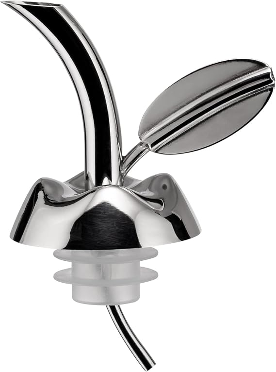 Alessi "Fior d'olio" Pourer For Olive Oil Bottle in 18/10 Stainless Steel Mirror Polished And Thermoplastic Resin, Silver