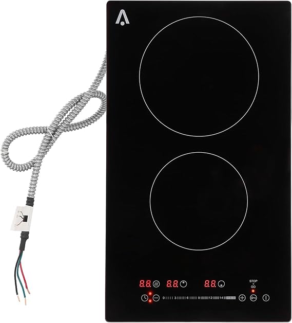 Acekool 5 Burner Electric Cooktop, 30 Inch Countertop & Built-in Electric Stove Top, 240v Electric Ceramic Cooktop with Glass Protection Metal Frame, Over-Temperature Protection, 8800W, Touch Control