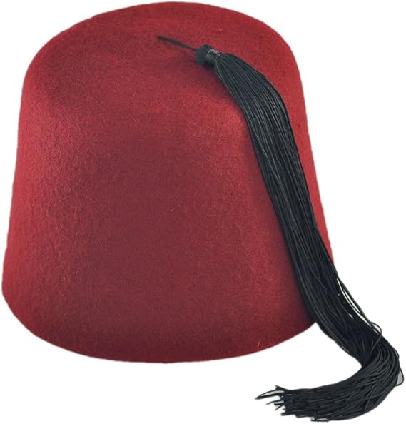 Village Hat Shop Maroon Fez with Black Tassel