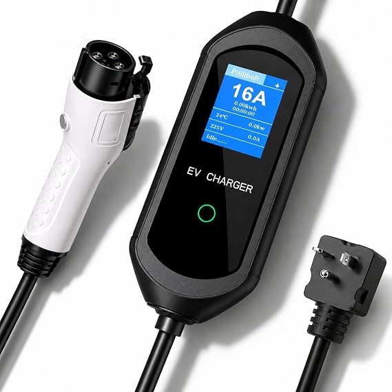 Upgraded Level 1 & 2 EV Charger, J1772 Electric Car Charger 8-16Amp Adjustable Current & Timer EV Charging Station 110V-240V for All PHEV/EV Charging Cord