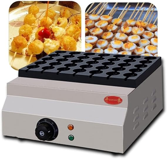 Commercial Takoyaki Machine,Grilled Quail Egg Skewers Machine, Fish Balls Takoyaki Skewers, 35-Hole Octopus Barbecue Tray, Electric Stainless Steel Non-Stick Baking Mold
