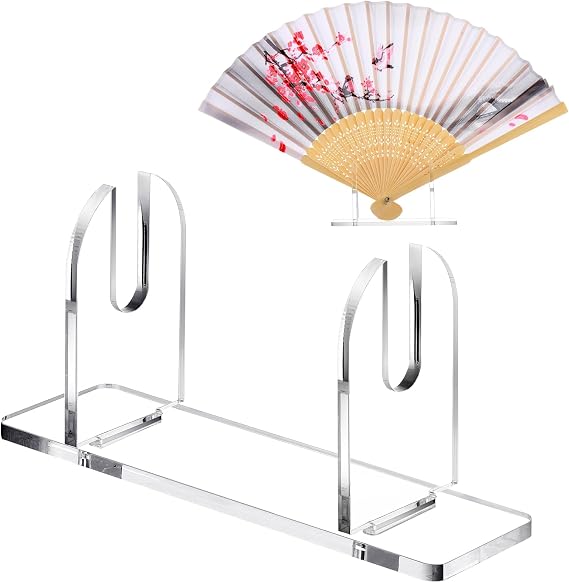 Roowest 2 Pcs Acrylic Fan Display Stand for Folding Fan, Clear