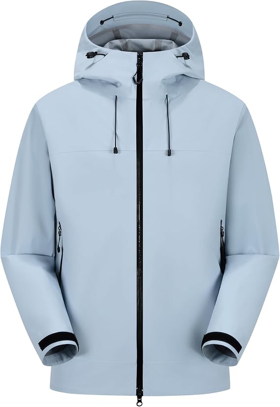 Men's Waterproof Insulated Jacket Winter 3-in-1 Warm Hooded Raincoat with Sealed Seams Waterproof Cold Resistant Coat