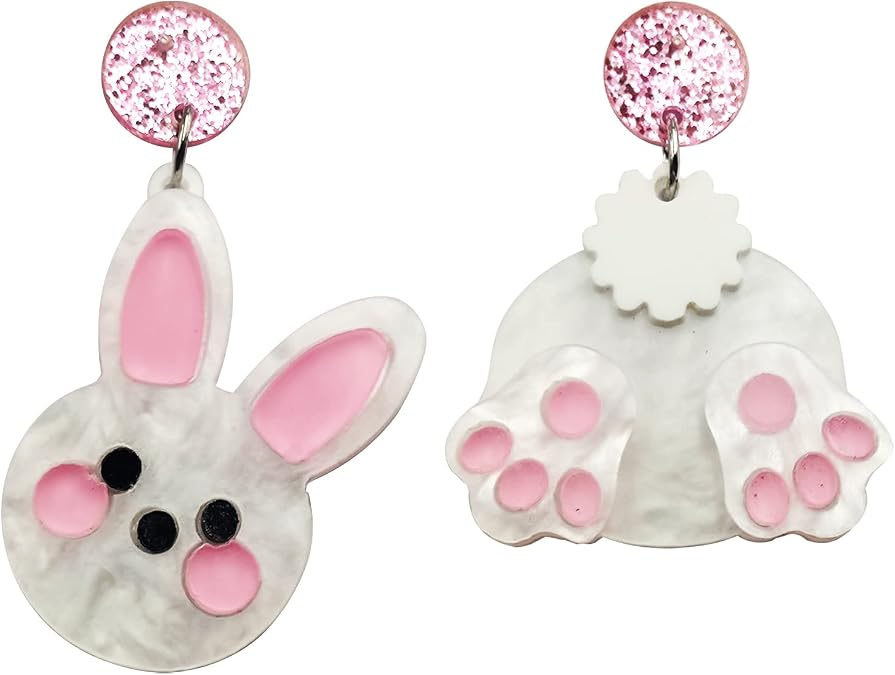 Easter Earrings for Women Cute Bunny Earrings Acrylic Rabbit Eggs Dangle Drop Earrings Easter Costume Holiday Jewelry