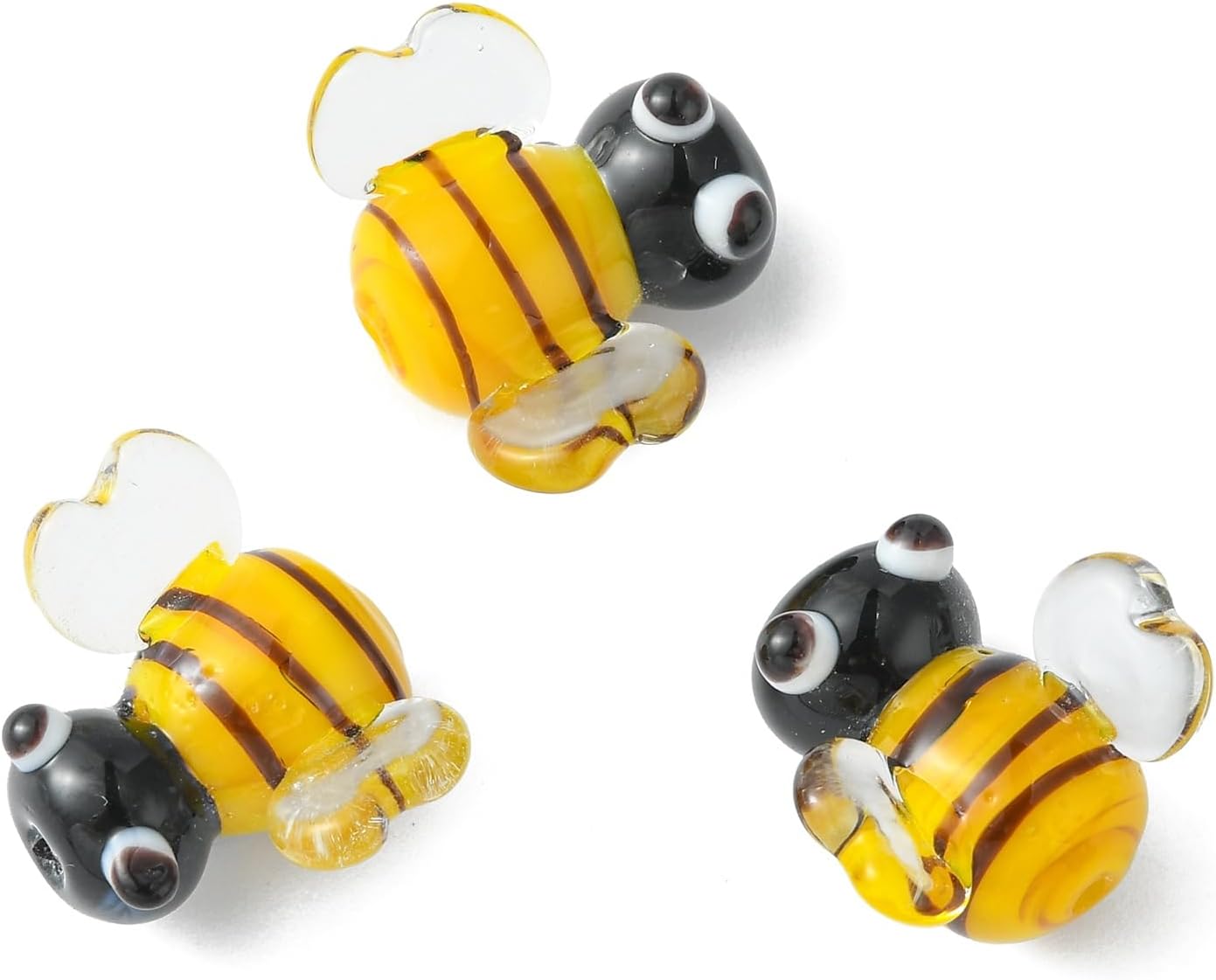 LiQunSweet 10 Pcs Luminous Handmade Lampwork Glass Beads with Glitter Powder Animal Bear Beads for Jewelry Making