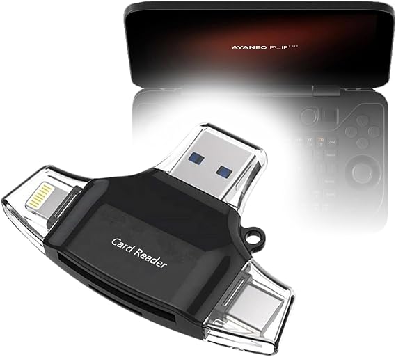 BoxWave Smart Gadget Compatible with Ayaneo Flip KB - AllReader SD Card Reader, microSD Card Reader SD Compact USB - Jet Black
