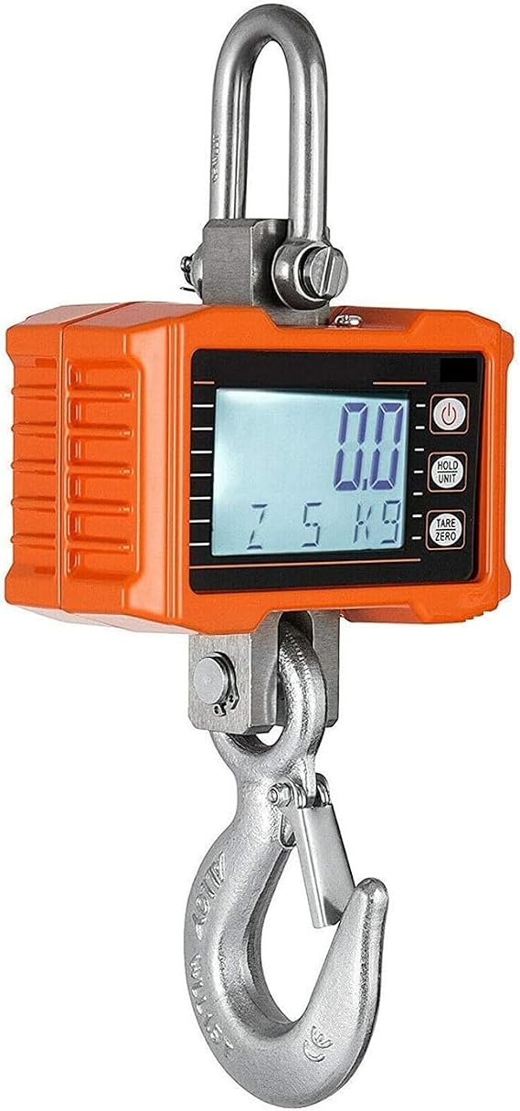 Digital Hanging Scale, 1000kg(2200lbs) Digital Industrial Heavy Duty Hanging Crane Scale W/Remote Control,Accurate Sensor&LCD Display for Farm,Factory,for Farm,Factory,Fishing(Orange with Box)