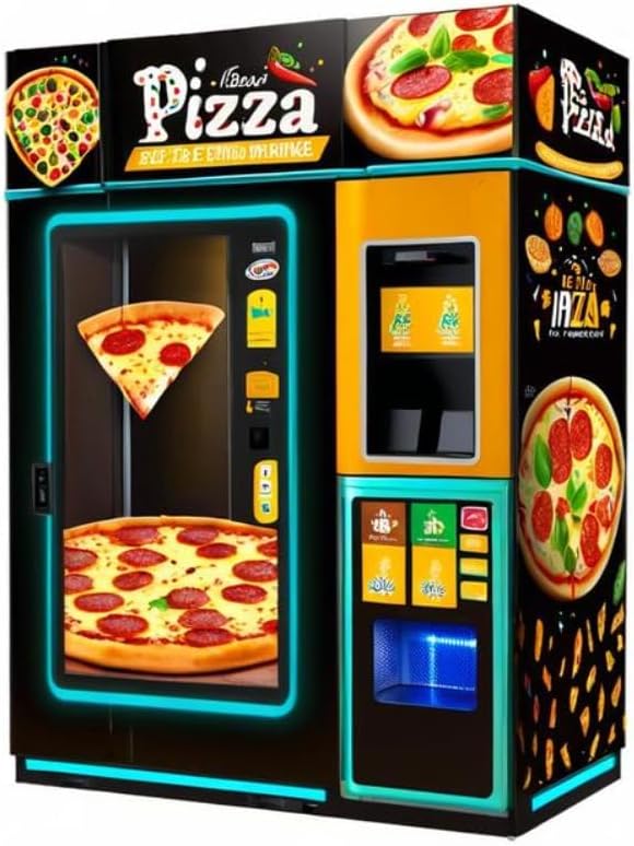 Fast Pizza Vending Machine - Self-service, All-weather Pizza Vending Machine, Multiple Toppings Selection, QR Code, Cash, Bank Card Payment