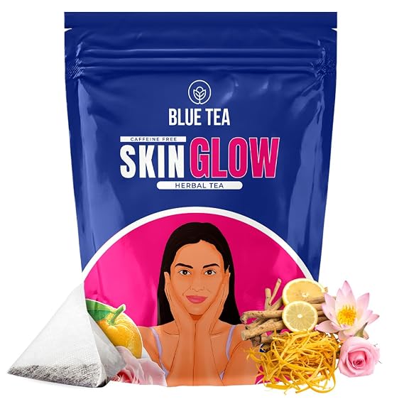 BLUE TEA - Skin Glow Tea - 50 Count - Plant Based Tea Bags | SKIN NOURISHMENT TEA | Antioxidants Rich - Detox Tea - Non Bitter - Herbal Tea - Caffeine Free | Zipper Pack