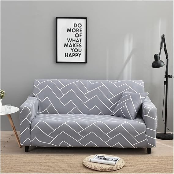 High Stretch Elastic Fabric 1 2 3 Seater Sofa Cover (3 Seater,Gray C)