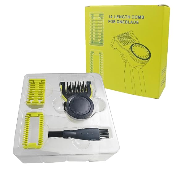 Guards and Combs Set For Oneblade,14 Adjustable Lengths(0.4-10mm) Guards and Combs Set,Compatible for OneBlade QP2520/2530/2620/2630,At-Home Barber Trimming Accessories