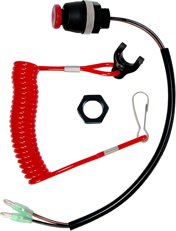 Boat Outboard Switch Engine Motor, Safety Connector Lanyard Kill Urgent Stop Button Cord Compatible for Mercury Tohatsu