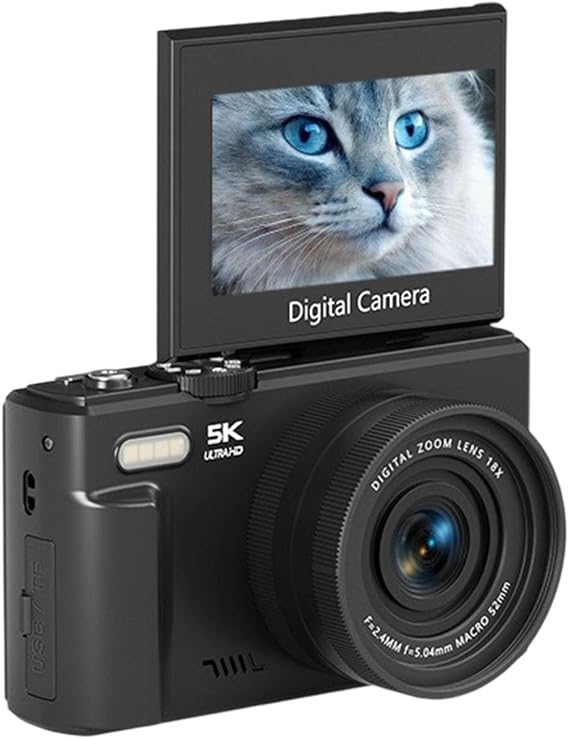 75MP Digital Camera 5K Video 180° Flip Screen WiFi Share