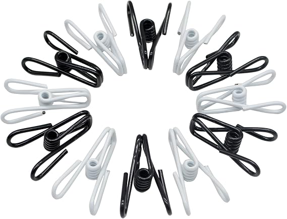 20 Pcs 2 Inch Black and White Chip Clips, PVC Coating High Elasticity Strength Steel Clothes Pins, Food Clips and Bag Clips