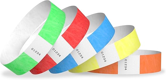 500 WristCo 5-Color Variety Pack Tyvek Wristbands for Events