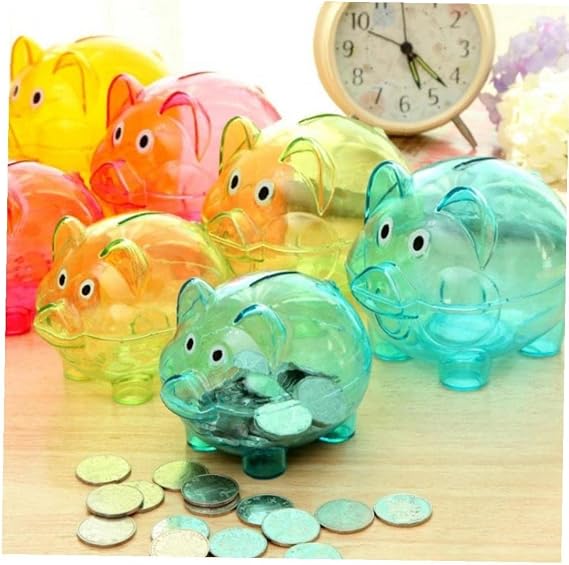 Plastic Transparent Money Saving Box Case Coin Kawaii Cartoon Pig Shape Piggy Bank Cash Coins Money Box Random Color