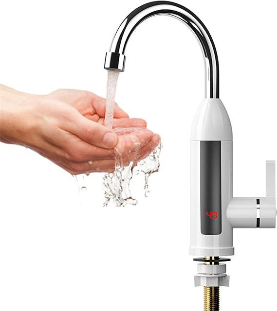 Electric Faucet Electric Water Heater Electric Water Heater Instant Water Heater Kitchen Faucet 110V Instant Heating Faucet Instant Electric Heating Faucet Electric Hot Water Heater Electric Faucet Household Kitchen Water Heater Hot Water Heater Dual Purpose 3 Second Speed Heat Faucet 360° Rotating Water Pipe LCD Display Temperature, Water and Electricity Separation for Easy Installation, Automatic Household Kitchen Bathroom Toilet Stainless Steel Electric Hot Water Faucet, Multiple Safety Protection, IPX4 Waterproof, White