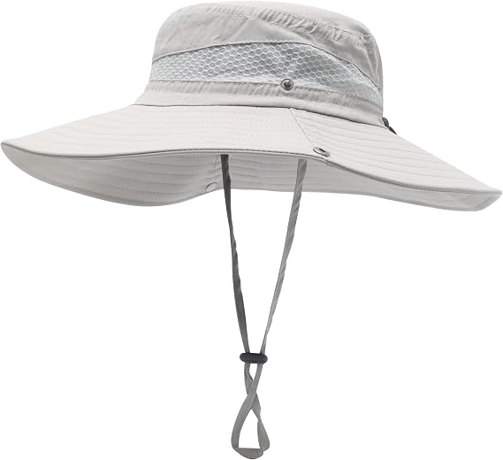 ZLYC Men Waterproof Camo Sun Hat Wide Brim Mesh Fishing Bucket Hat
